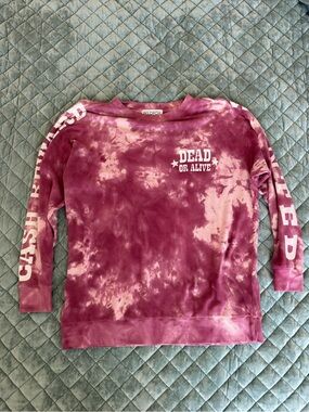 Wildfox Pink Tie-Dye 'Dead or Alive' Crewneck Sweatshirt